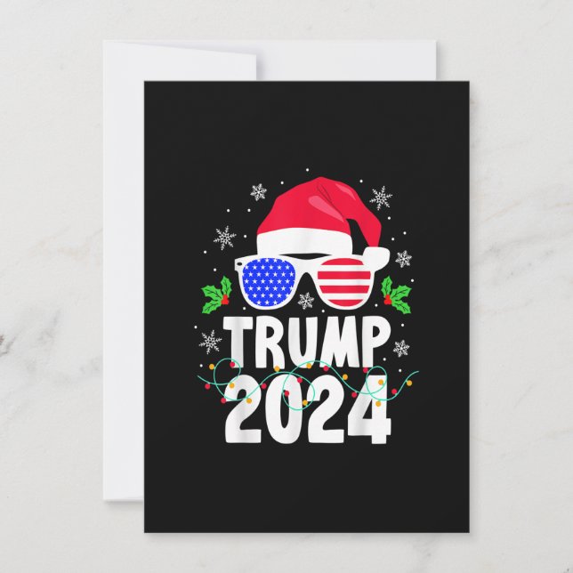 Convites Trump 2024 Santa Hat Xmas Luz de Natal Engraçado (Frente)