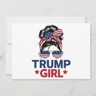 Convites Trump Girl Messy Bun Trump 2024 Eleição Americana