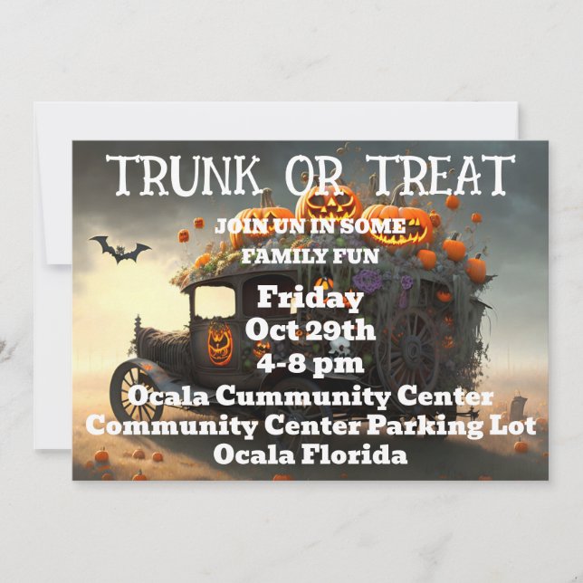 Convites Trunk or Treat Halloween  (Frente)
