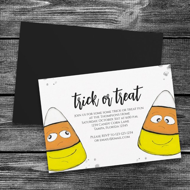 Convites Truque De Halloween Ou Tratar Simples Milho Docinh (Criador carregado)