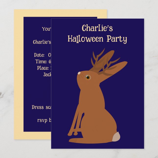 Convites Truque de Jackalope do Halloween ou tratamento per (Frente/Verso)