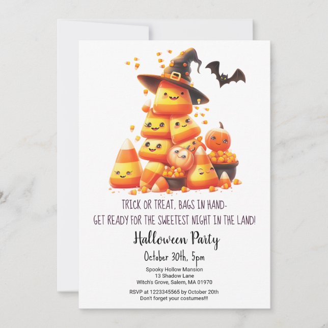 Convites Truque de Milho Doce ou Festa de Halloween de Pump (Frente)