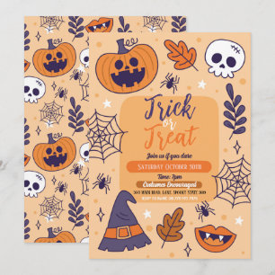 Convites Truque de Spooky do Halloween ou Pumpkins do Parti