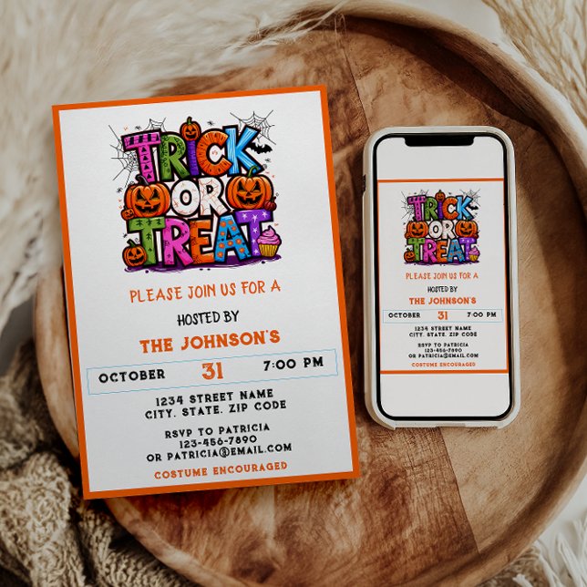 Convites TRUQUE OU TRATAMENTO | Festa de Bacia do Dia das B (Criador carregado)