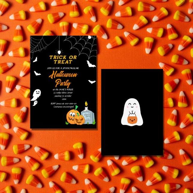 Convites truque ou trate a hora da festa do halloween (Criador carregado)