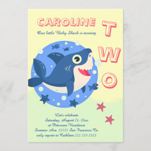 Convites Tubarão-bebê do segundo aniversário sob o mar amar