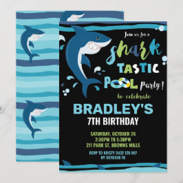 Convites Tubarão-Piscina de Festa de aniversário Tástico