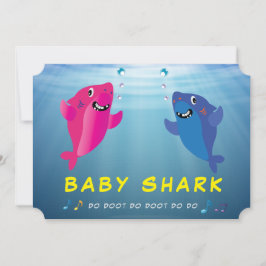 Convites Tubarão Rosa 🦈 Festa de aniversário Azul