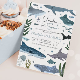 Convites Tubarão sob a Festa de aniversário do mar