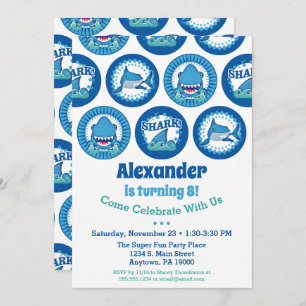 Convites Tubarões - Festa de Tubarões de Aniversário
