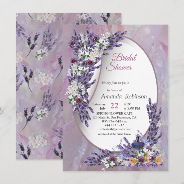 Convites Tuberose & Lavanda em Flor (Frente/Verso)