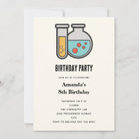 Tubo de teste de química e beaker Aniversário