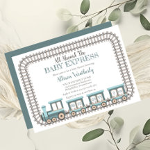 Tudo a bordo do Chá de fraldas Baby Express Train 