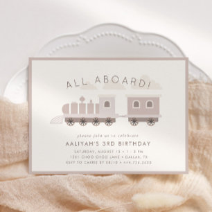 Convites Tudo a bordo! Girls Train Festa de aniversário