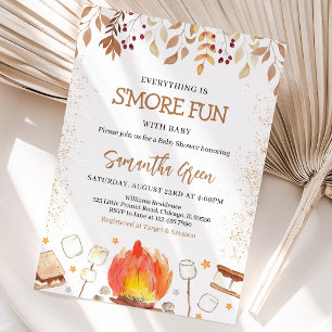 Convites Tudo é Mais Divertido com S'mores no Chá de Bebê