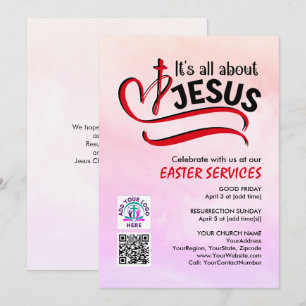 Convites TUDO É SOBRE JESUS Logo Código QR Igreja PÁSCOA
