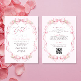 Convites Tudo em Um Arco Coquete Rosa Floral Chá de Bebê