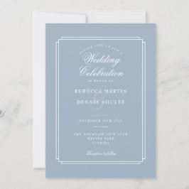 Convites Tudo Em Um Art Deco Arte Script Azul Empoeirado Ca
