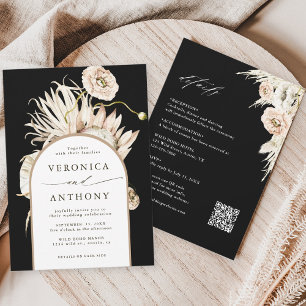 Convites Tudo Em Um Boho Protea Pampas Grass Black