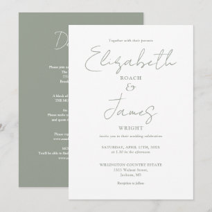 Convites Tudo em Um Casamento com Letra Elegante em Verde S