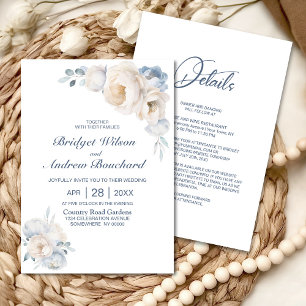 Convites Tudo Em Um Casamento De Flor Branco Azul