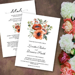 Convites Tudo Em Um Casamento De Flores De Papoila Laranja