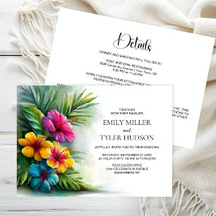 Convites Tudo em Um Casamento de Flores Tropicais e Folhage