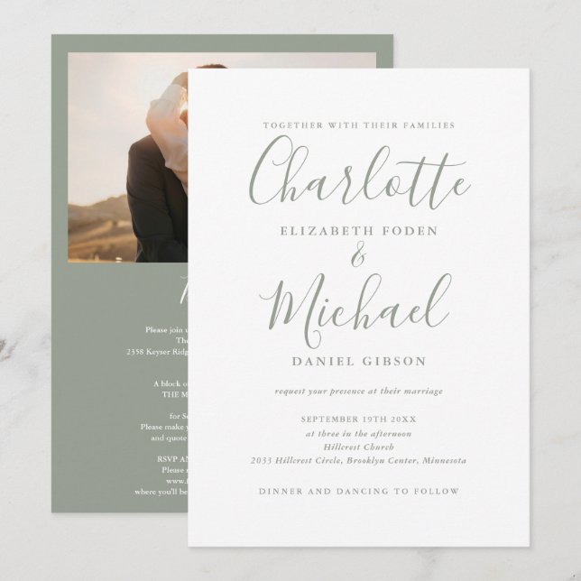Convites Tudo em Um Casamento de Fotografia com Roteiro Chi (Frente/Verso)