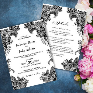 Convites Tudo Em Um Casamento De Lugar Branco Preto Elegant