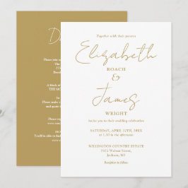 Convites Tudo em Um Casamento Elegante Dourado Minimalista