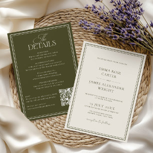 Convites Tudo em Um Casamento Elegante em Verde Oliva Dinhe