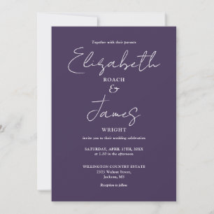 Convites Tudo Em Um Casamento Elegante Minimalista Roxo