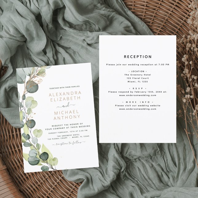 Convites Tudo em um Casamento Eucalyptus Greenery (Criador carregado)