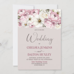 Convites Tudo Em Um Casamento Floral Branco Rosa