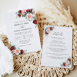 Convites Tudo Em Um Casamento Floral De Blush Rustic Burgun