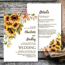 Convites Tudo Em Um Casamento Floral De Girassol