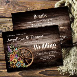 Convites Tudo Em Um Casamento Floral De Madeira Rústica