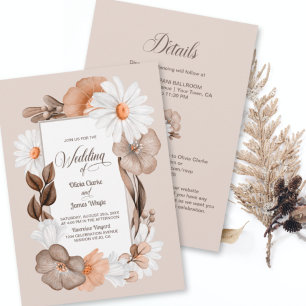 Convites Tudo Em Um Casamento Floral de Margarida Rústica