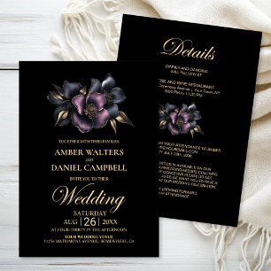 Convites Tudo em Um Casamento Floral de Rosa e Cinza