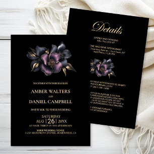 Convites Tudo em Um Casamento Floral de Rosa e Cinza