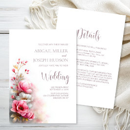 Convites Tudo em Um Casamento Floral Rosa