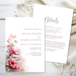 Convites Tudo em Um Casamento Floral Rosa