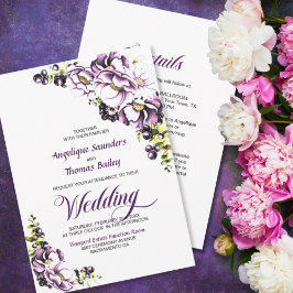 Convites Tudo Em Um Casamento Floral Roxo