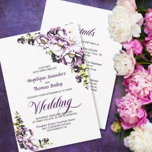 Convites Tudo Em Um Casamento Floral Roxo