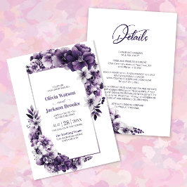 Convites Tudo Em Um Casamento Floral Roxo Rústico