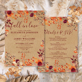 Convites Tudo Em Um Casamento Floral Rústico de Outono Apai