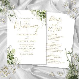 Convites Tudo Em Um Casamento Floral Verde Dourado
