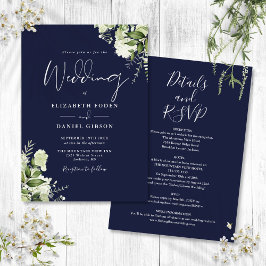 Convites Tudo Em Um Casamento Floral Verde Naval