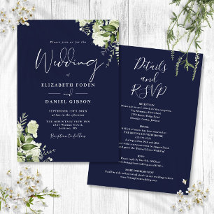 Convites Tudo Em Um Casamento Floral Verde Naval