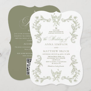 Convites Tudo em Um Casamento Floral Verde Sage Francês